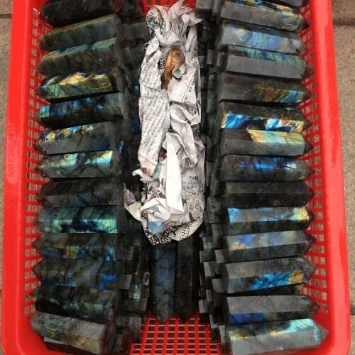 1kg Natural labradorite obelisk quartz crystal wand point healing