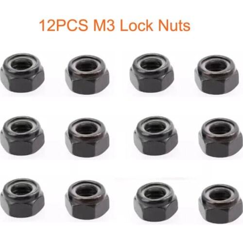 12PCS Nylon M3 Black Hex Insert Nuts Lockout 3mm Diamater 2.5mm for RC Car Spare Parts