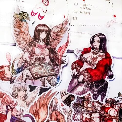 13pcs Cute Kawaii Lolita retro girl Stickers Decal For Phone Car Case Waterproof Laptop Album diary Backpack Kids Toy Stickers