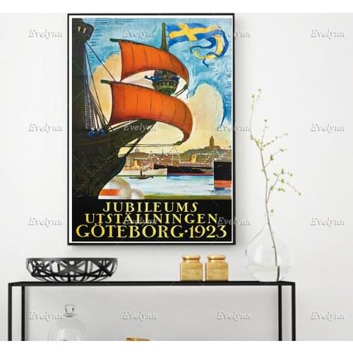1923 Vintage Swdish Litho Anniversary Exhibition Poster Home Decor Prints Wall Art Canvas Living Room Decoration Unique Gift
