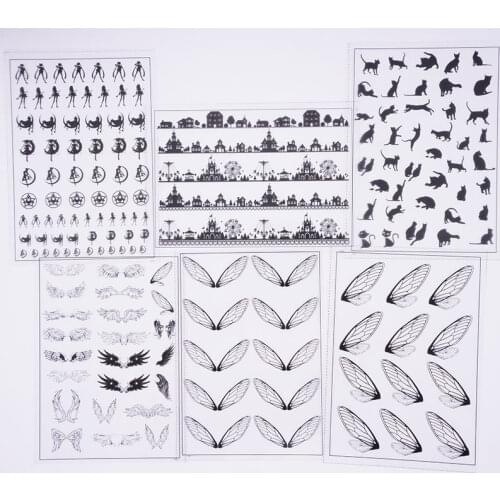 5pcs Cool Black Cats DIY Decorative Sticker Cut Mould Scrapbooking Phone Case Notebook Fridge Stickers C104