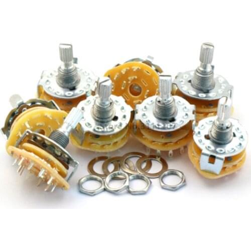 2PCS/LOT RS25 Shaft Panel Mount 1P11T 2P4T 2P5T 2P6T 3P3T 3P4T 4P3T Rotary Switch Selector Band