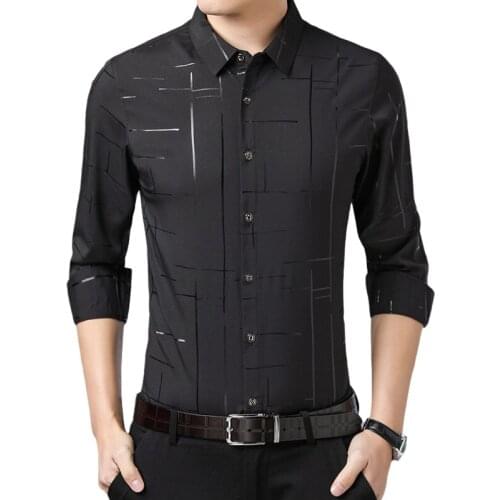 2020 New Arrival Polyester Spandex Wholesale Long Sleeve Formal Casual Style Custom Fit Easy-Care shirts for men