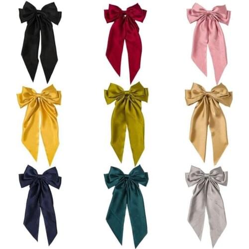 2021 Barrette Bow Satin Girls Bow Hair Band Bow Barrette Large Hairpin Temperament Ribbon Ladies Headwear Hair Bow Barrette