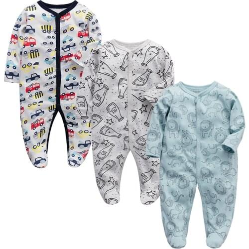 Newborn clothing infant footed jumpsuit girls 3 6 9 12 months sleeper pajama cotton baby boys clothes 3 pieces