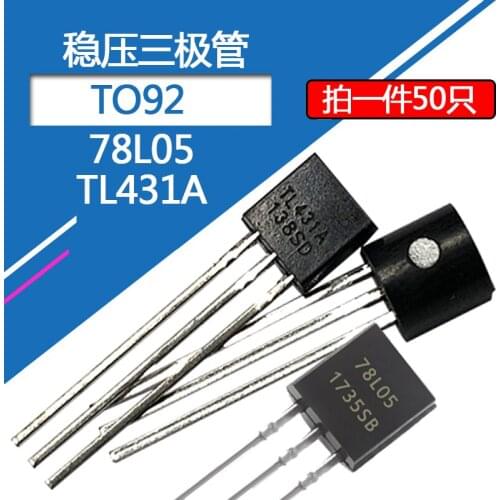 50pcs/lot TL431A Transistor Plug-in Regulator Tube TO-92 Package NPN Power Transistor TL431 Transistor 78L05