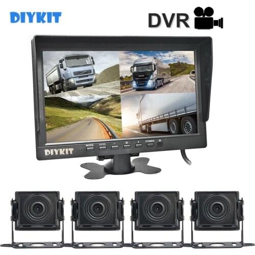 DIYKIT AHD 10.1" 4 Split QUAD IPS HD Backup Monitor 2000000 Pixels AHD Rear View Car Camera Waterproof with Video Recording