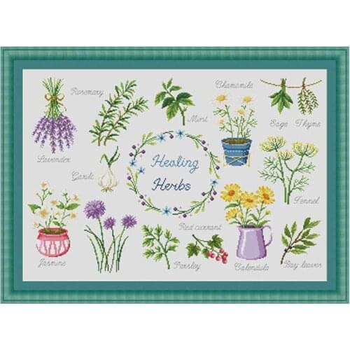 Healing herbs plant patterns counted 11CT 14CT 18CT Cross Stitch Set DIY Cross-stitch Kits Embroidery Needlework Home Decor