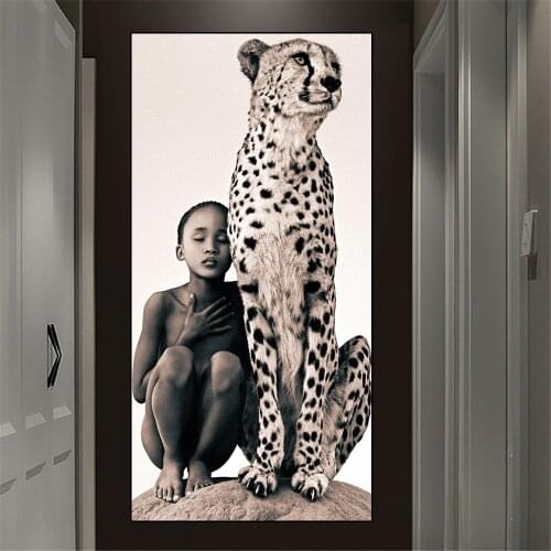 Black White Animal Abstract Picture Leopard Children Canvas Poster Nordic Print Wall Art Painting Modern Living Room Decoration