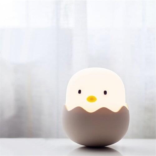 Kids Chick Night Light Soft Silicone Adjustable Baby Night Light with Touch Sensor Cute Creative Egg Shell Baby Night Lamp