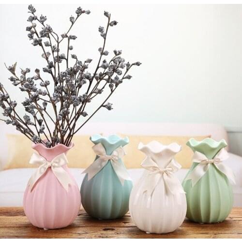 Home Decor Ceramic Vase Chinese Arts Crafts Desktop Decor Contracted Porcelain Flower Pink Blue White Vase Creative Gift