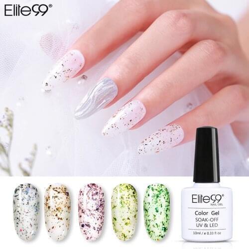 Elite99 10ml Glitter Flower Gel Polish Soak Off Floral Gel Varnish Lucky Enamel Lacquer Black White Base Needed Gel Nail Polish