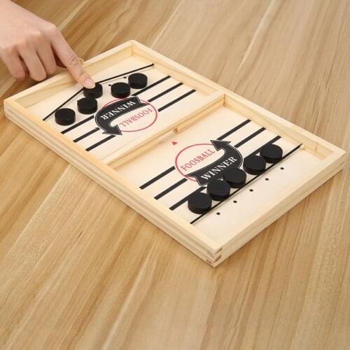 Battle 2 in 1 Ice Hockey Game Family Table Ice Hockey Game Catapult Chess Wood Fast Sling Puck Game Toy Kids Montessoriy Toys