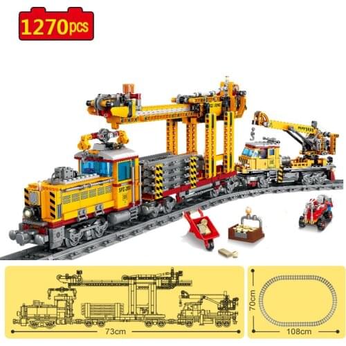 Military Series Train series railway track laying machine DIY Model Building Blocks Bricks Toys Gifts