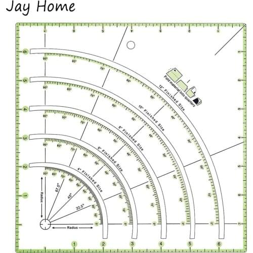 Multifunction 8" x 8" Arcs Fan Circle Cutter Template Ruler Tailor Sewing Patchwork Ruler Fabric Quilting Ruler Sewing Supplies