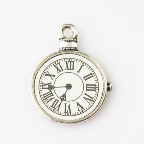 Fashion 4Pcs Tibetan Silver Color Clocks and Watches Face Charms Pendants 18x23.5mm