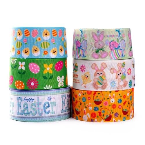 Random set 5/10/20 styles 22/25mm mixed Easter day pattern ribbon, each 1yard