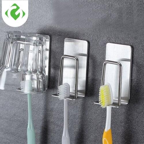 Wall Mounted Stainless Steel Toothbrush Holder Bathroom Tooth Brush Toothpaste Razor Organizers Stand Bathroom Accessories