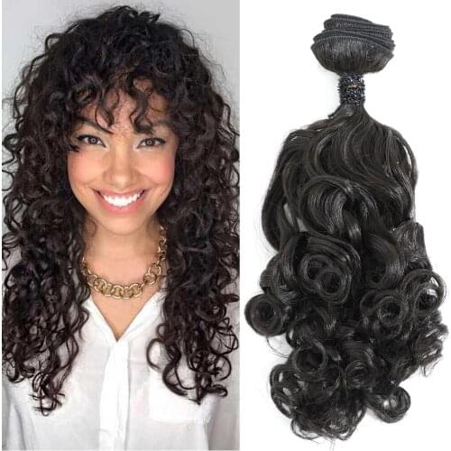 Synthetic Curly Hair Bundles Egg Curl Hair Weaves 5 Bundles All In One Pack Heat Resistant Synthetic Fiber 240g Natural Black