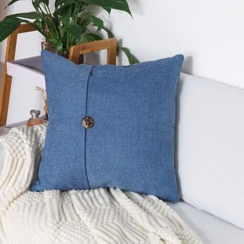 2pcs Square Reusable With Button Bedroom 45x45cm Cushion Cover Home Decor Car Pillow Case Polyester Washable Soft Solid Sofa Bed
