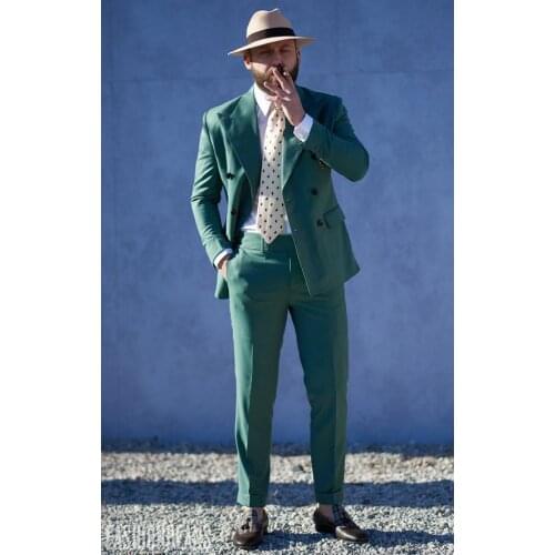 Latest Coat Pant Designs Green Casual Men Suit Slim Fit 2 Piece Groom Blazer Custom Tuxedo Suits Terno Masculino Jacket+Pant