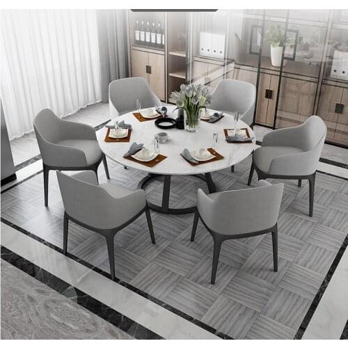 Marble dining table Nordic modern minimalist dining table and chair combination round table home dining table light luxury wroug