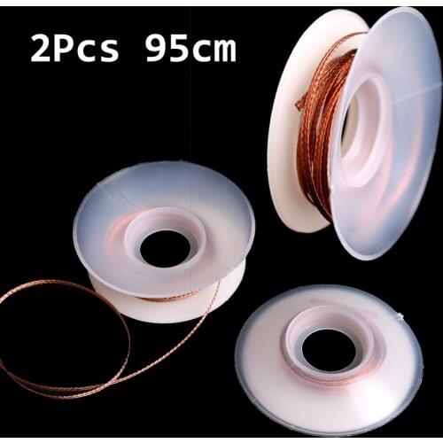 2Pcs 95cm Width: 2.0mm Desolder Braid Solder Remover Wick Low Residue Non-Clean Tin Strip Repair Tools Good Helper
