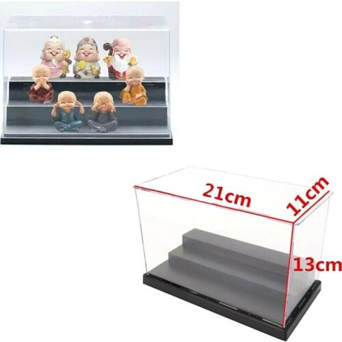 3 Steps Acrylic Plastic Display Show Case Clear Perspex Box Dustproof 2 Size 26X12X11cm & 26X13X13cm Doll Box Doll Strorage Box