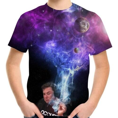 Elon Musk Smoking Space Galaxy Planet 3D Print Kids Casual Tshirt Summer 4-13Y Children Baby Teen Clothes Boys Girl Cool T-Shirt