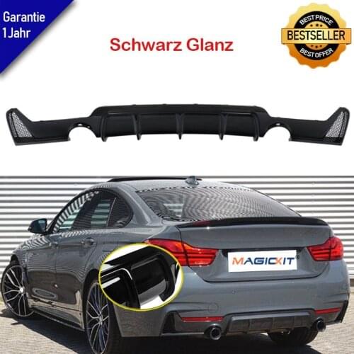 MagicKit Rear Bumper Diffuser For BMW F32 F33 F36 M Sport Dual Tip Exhaust Gloss Black