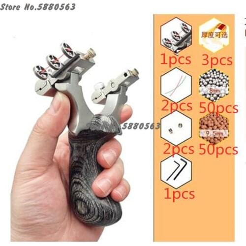 Slingshot flat rubber band Bracket fully automatic rotation bow precision stainless steel quick press solid wood outdoor hunting