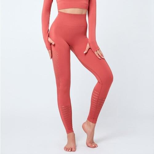 Sexy Hollow Out Seamless Sport Fitness Leggings Women Hip Enhancing Squat Proof Athletic Workout Gym Tights Yoga Pant