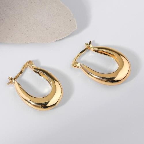 Croissants Statement Brass Hoop Earrings For Women High Polished Handmade Golden Sea thread Circle Earrings Jewelry Gifts