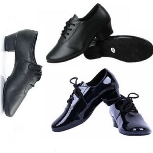 Discount Men And Boy FR28 To FR45 Black Lace-Up Ballroom Rumba Dance Latin Dance Shoes