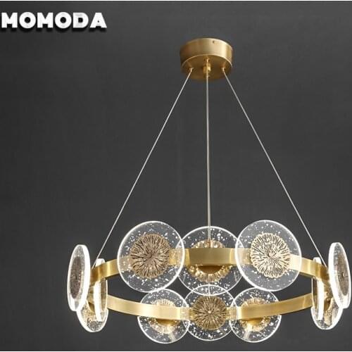 Modern LED Round Chandeliers Lighting Creative Design Hanglamp for Living Room Loft Villa Hall Luxury Golden Brass Light Fixture