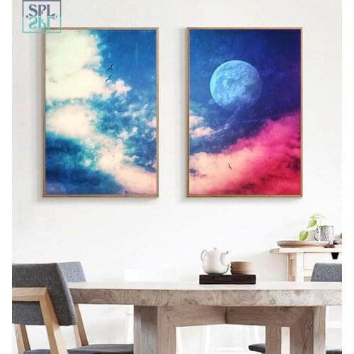 SPLSPL Colorful Sky Sunset Scenery Decoration Painting Wall Art Canvas Print Picture for Living Room Without Frame