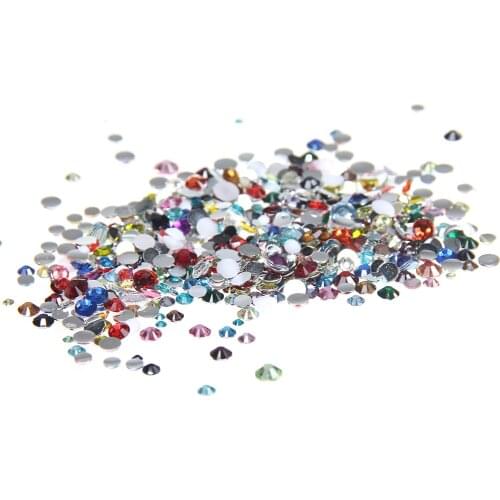 Resin Rhinestones 30000pcs Mixed Sizes 2mm 2.5mm 3mm 4mm 5mm 6mm 7mm Mixed Colors Flatback Silver Backing Diy Crafts Supplies