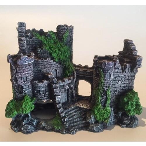 Artificial Resin Aquarium Fish Tank Decoration Old Castle Landscape Rock Decorative Aquarium Ornament Accessories Home Decor