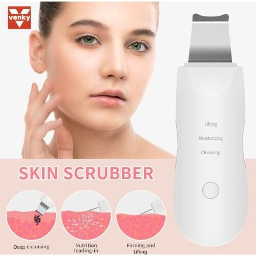VENKY Ultrasonic Skin Scrubber Deep Facial Cleaner Face Scrubber Peeling Blackhead Shovel Pore Remover Lift Massager Machine
