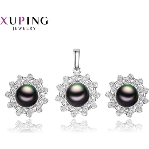 Xuping Fashion Imitation Pearl Pendant Earrings Jewelry Sets Specially Design High Quality Party Gift Ladies 60090