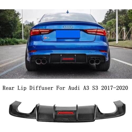 Real Carbon Fiber Rear Lip Diffuser Spoiler For Audi A3 S3 S Line 2017 2018 2019 2020 High Quality Bumper Auto Accessories OM