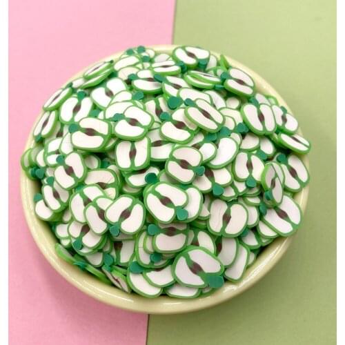 Green Apple Slices Polymer Clay Sprinkles for Crafts Making DIY Scrapbook Phone Nail Art Decoration Crystal Mud Filler Material