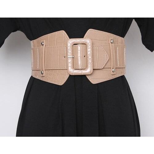 Womens runway fashion pu leather elastic Cummerbunds female Dress Corsets Waistband Belts decoration wide belt R2466