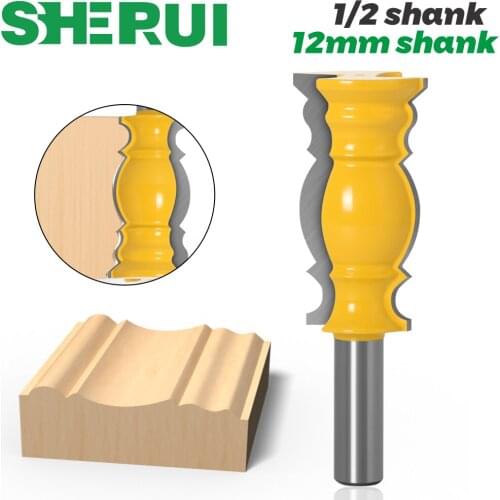 1pcs 1/2" 12mm Shank 12.7mm Large Line Knife Crown Molding Router Bit Tenon Cutter For Wood Woodworking Milling Cutter