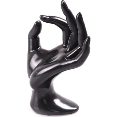 1pc Lady Mannequin Ok Shaped Stand Hand Black Velvet Ring Bracelet Necklace Chain Watch Display Holder Stand 17.5 x 11x 7.5 cm