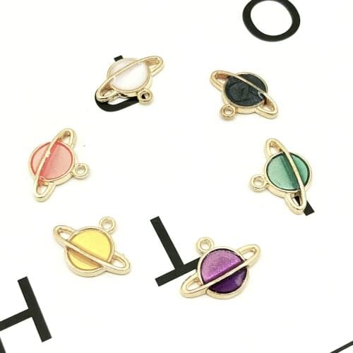 10Pcs/Lot 17*12mm Pearlescent Dropping Oil Globe Charms High Quality Enamel Alloy Planet Jewelry Accessories Charm