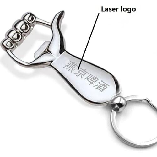 100pcs Arm Shape Practice Beer Bottle Opener Key Chains Silver Metal Palm Wine Opener Key Rings for Cool Man free Laser logo