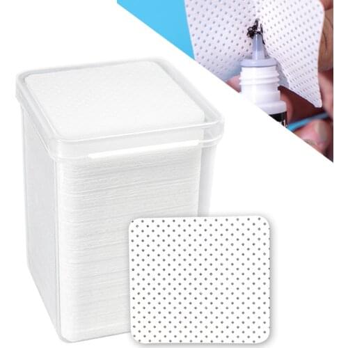 200Pcs Cotton Lint-Free Paper Wipes Eyelash Extension Glue Remover Wipe Glue Bottle Mouth Cleaning Pads Makeup Tools With Box