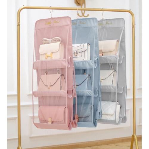 6/8 Pockets Handbag Organizer Colgador De Bolsos De Armario Double-sided Hanging Closet Storage Bag Portaborse Da Armadio
