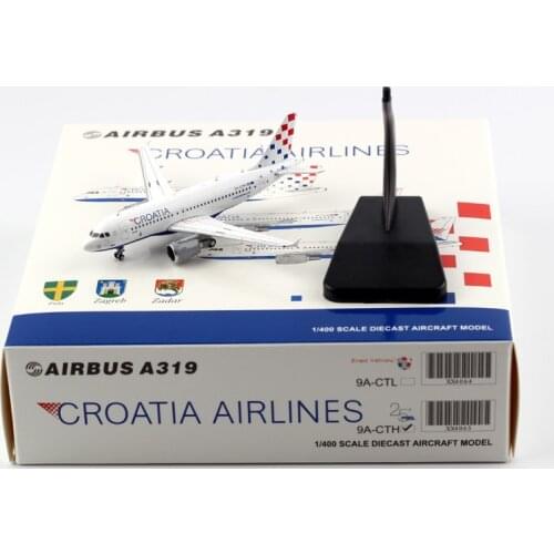 8.5CM 1:400 A319 Model Croatia Airlines with Base landing gear Alloy Aircraft Plane Collectible Aviation Model Collection Toy